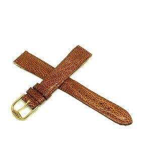Tissot Watch Replacement Band Brown Leather 17mm Lug Strap Gold Steel Buckle